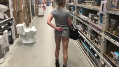HIGH HEELED MILF SHORT SKIRT NO PANTIES IN HOME DEPOT NUDE IN PUBLIC Thumb