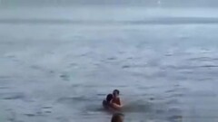 Horny French couple has sex in the water Thumb