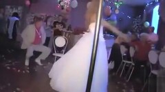 Foxy slim blonde performs a sensual striptease in a wedding dress Thumb