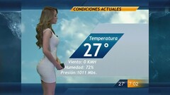 Fantastic lady delivers the weather report in a tight dress Thumb