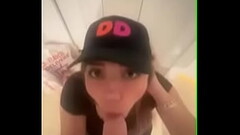 I make donkin&#039_ donus delivery girl suck my big white cock Thumb