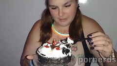 Cum Slut Eats 11 loads on her birthday cake! Thumb