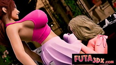 Futa3dX - Big Tittied Big Dicked Futa Fuckes Blonde On The Terasse Thumb