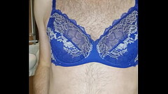 Crossdresser wearing Blue Wacoal Lingerie Thumb