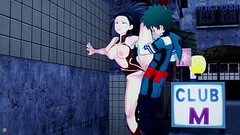 Mina Ashido and Momo Yaoyorozu and Izuku Midoriya intense sex. - My Hero Academia Hentai Thumb