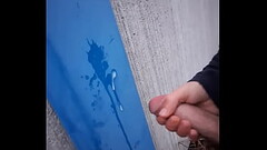 Outdoor masturbation! I Cum on wall in public - Wertert009 Thumb