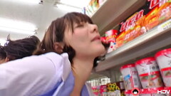 Japanese slut Airi Miyazaki blows dick and hard fucks in a store uncensored. Thumb