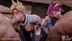 Taking turns in face fucking D.va and Tracer Thumb