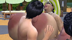 HOT HOOTERS 1 - Big titty feast for two lucky horndogs - Sims 4 Thumb