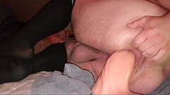 Gaping my fat ass with massive dildo and fisting Thumb