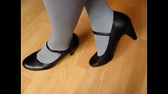 grey opaque pantyhose and black leather pumps - shoeplay by Isabelle-Sandrine Thumb