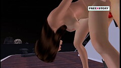 An animated 3D cartoon threesome lesbian sex in many positions using strapon. Thumb