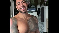 Latino PORNSTAR VIKTOR ROM Lying down squeeze BBC out all milk big muscle boy and tattoed Thumb