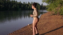 Thong bodysuit at the lake Thumb