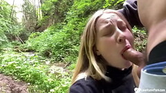 Girlfriend gets a facial in the woods Thumb