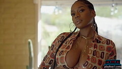 Huge natural tits Ebony playboy model Nyla shows off everything Thumb